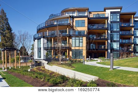 Fragment of New Apartment Building, sundecks and front yard