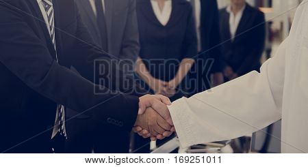 Business Partners Introductionary Handshake Bow