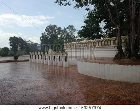 A wall of Laanna temple was magical in raining.