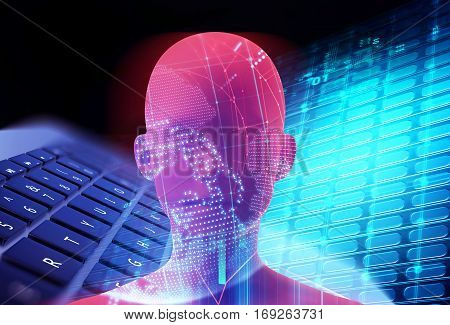 Double Exposure Image Of Virtual Human 3Dillustration