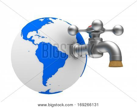 Faucet on white background. Isolated 3D image