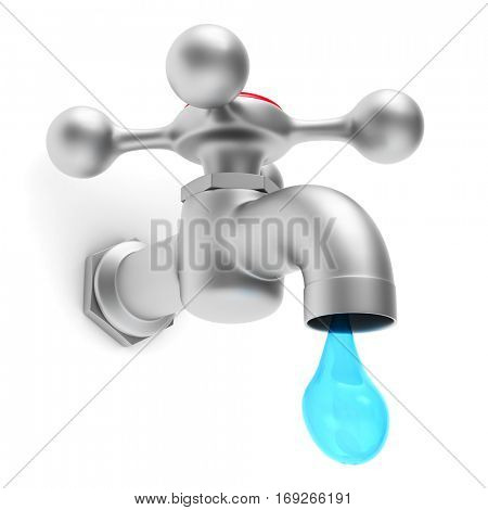 Faucet on white background. Isolated 3D image
