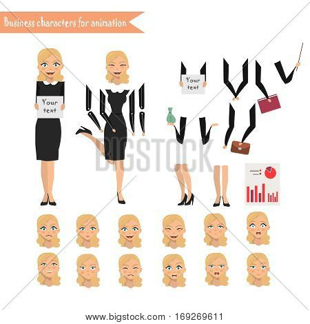Pupil character for your scenes. Parts of body template for design work and animation