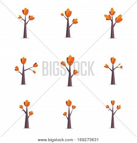 Vector flat of tree object set collection stock