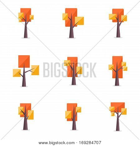 Vector illustration of tree set various collection stock