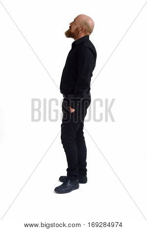 A redheaded man isolated with white background