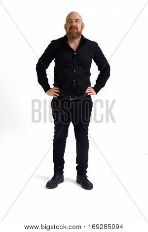 A redheaded man isolated on white background