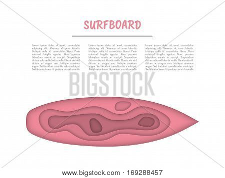 Silhouette of surf boards made in the paper style with the effect of layer depth from the paper. Origami style