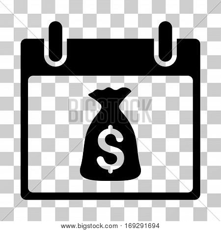 Money Bag Calendar Day icon. Vector illustration style is flat iconic symbol black color transparent background. Designed for web and software interfaces.