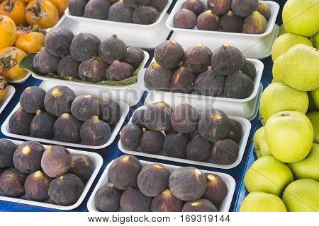 View close-up Turkish fruits. Delicious Turkish fruits. Many fruits. Summer tray market agriculture farm full of organic fruits. (selective focus)