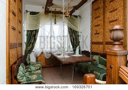 MOGILEV BELARUS - APRIL 24 2015: Interior of small hall (