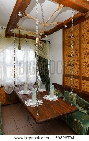 MOGILEV BELARUS - APRIL 24 2015: Interior of small hall (