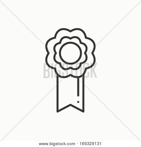 Gold medal award with ribbon. Winner line icon. First place leadership champion achievement. 1st place. Vector isolated illustration. Linear flat design. Success symbols. Object. Sign.