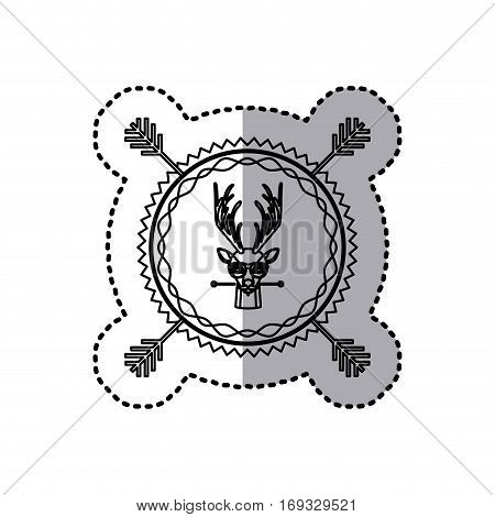 stamp sticker silhouette moose animal with accesories