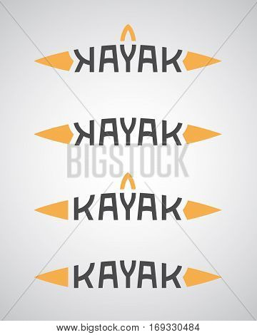 kayak logo with boat shape and paddle shaped letter