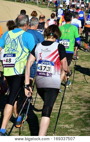 Verneuil sur Seine France - october 22 2016 : the second Championship of nordic walking of France