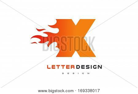 X Letter Flame Logo Design. Fire Logo Lettering Concept Vector.