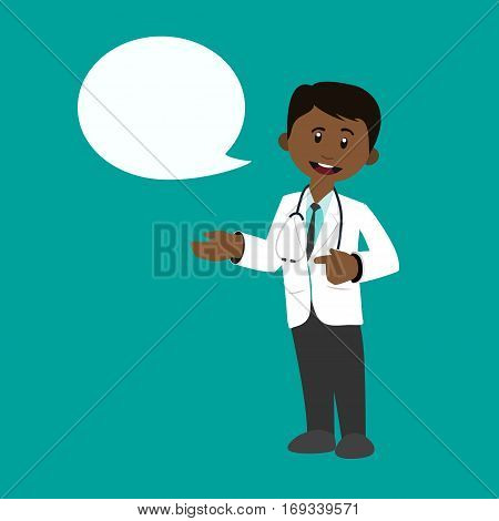 Man doctor talking speech character medical people flat cartoon flat vector stock