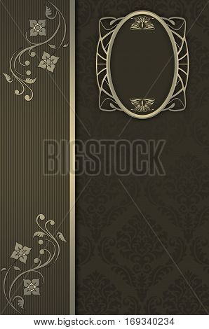 Decorative vintage background with elegant frameborder and old-fashioned patterns. Book cover or vintage card design.