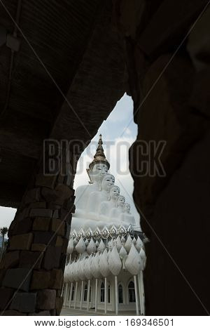 Five Buddha statue on Wat Phasornkaew temple Thailand Phetchabun Khao Kho