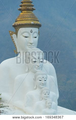 Five Buddha statue on Wat Phasornkaew temple Thailand Phetchabun Khao Kho
