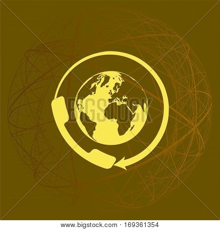Worldwide Customer Support Call-center. Flat Icon