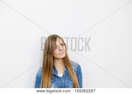 Beautiful Young Lady With Denim Jacket.