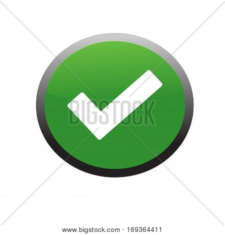 Checkmark button icon. Isolated on white background.