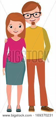 Stock vector illustration loving couple are embracing each other on a white background