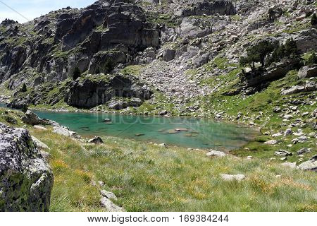 Barbs lake in Sant Maurici National Park, Catalan Pyrenees