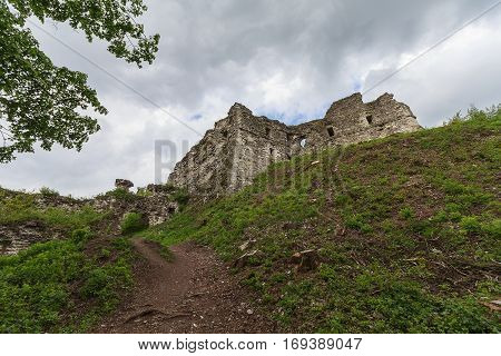 Ruins of the old medieval castle. Hust Ukraine