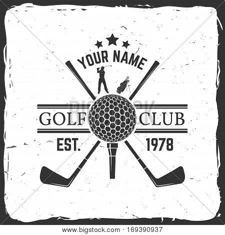 Golf club concept with golf ball silhouette. Vector golfing club retro badge. Concept for shirt, print, seal or stamp. Typography design- stock vector.