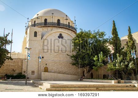 The Hurva Synagogue in Jewish quarter, Old City of Jerusalem in Israel