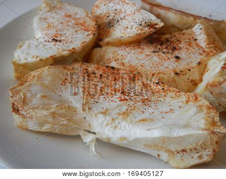 Portion Of Grilled Celery As A Healthy Dinner