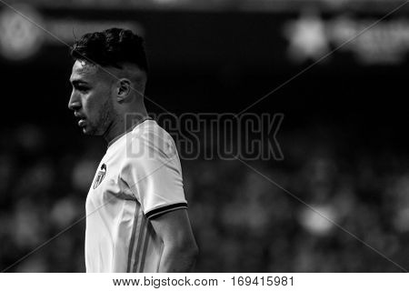 VALENCIA, SPAIN - JANUARY 3: Munir during King Cup soccer match between Valencia CF and Celta de Vigo at Mestalla Stadium on January 3, 2017 in Valencia, Spain