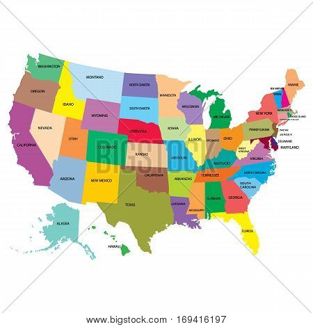 color map of America with the states
