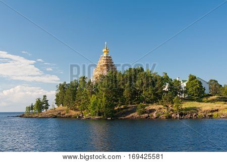 Skete of St. Nicholas on the restoration. Karelia Valaam Island.