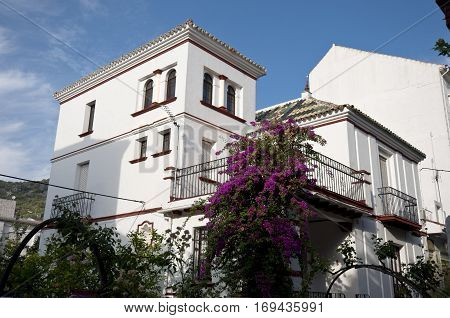Traditional houses in Ubrique Cadiz. This village is part of the pueblos blancos (white towns) in southern Spain Andalusia region and reminds the Arab past