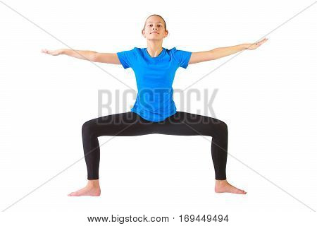 Beautiful Woman Doing Yoguna White Background