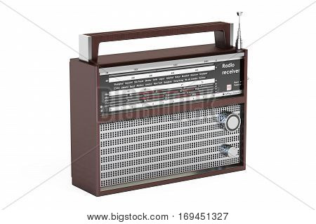 retro radio receiver 3D rendering isolated on white background