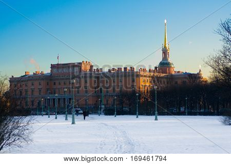 Mikhailovsky Castle aka St Michael's castle or Engineers castle St Petersburg Russia. One of the main attractions of the city with museum inside.