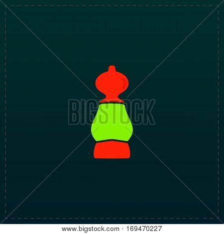 Chess pawn. Color symbol icon on black background. Vector illustration