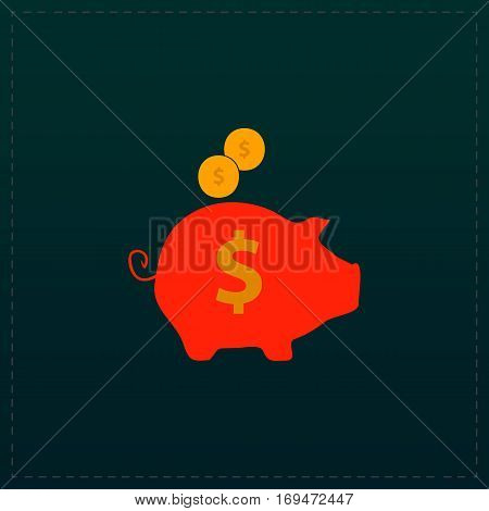 Piggy money bank. Color symbol icon on black background. Vector illustration