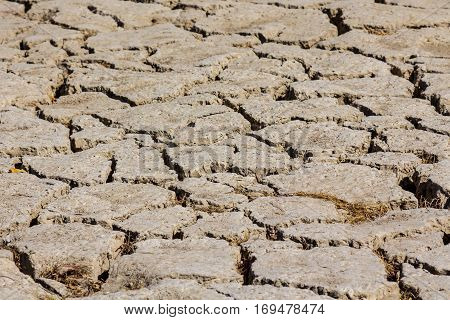Dry ground on Zayandeh river in Iran during the summer 2016 drought
