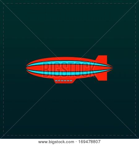 Airship. Color symbol icon on black background. Vector illustration