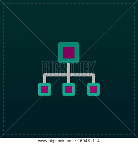 Network block diagram. Color symbol icon on black background. Vector illustration