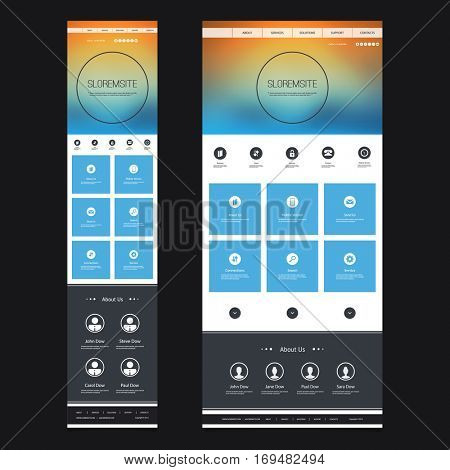 Responsive One Page Website Template with Blurred Background - Desktop and Mobile Version 
