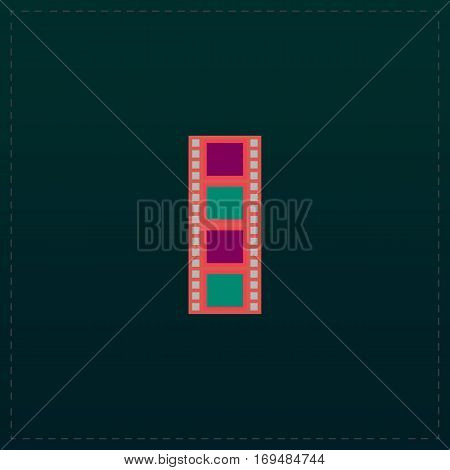 Cinematographic film. Color symbol icon on black background. Vector illustration
