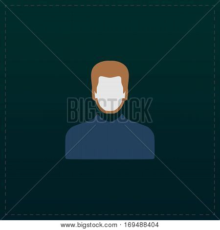 Male avatar profile picture. Color symbol icon on black background. Vector illustration