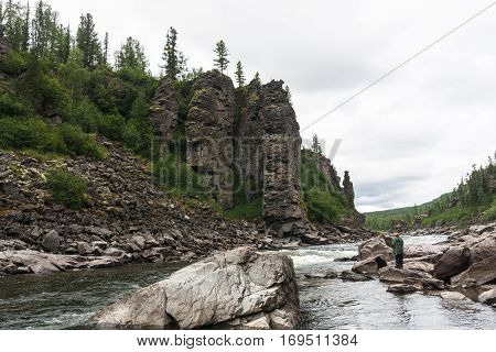Bahta - big river of Eastern Siberia. Rapids. Krasnoyarsk territory.